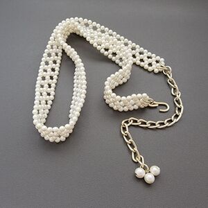 Statement Faux Pearl Belt – Glamorous Chain Accent